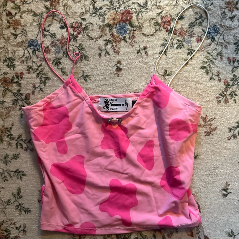 omighty Pink Cow Print Tank Top